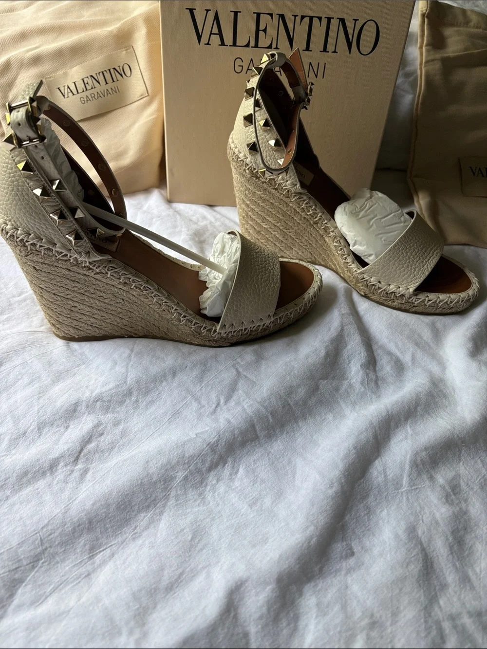 Valentino Garavani Women's Ivory Espadrille Wedge Sandals